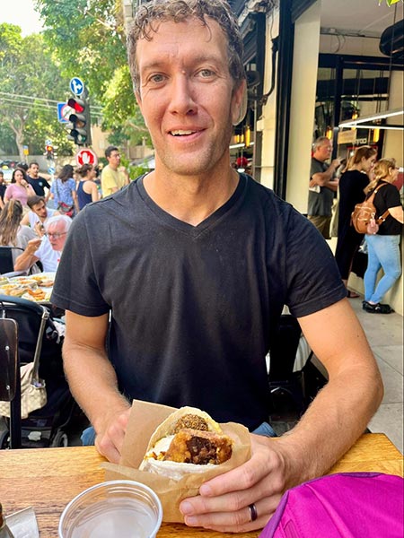a man eating