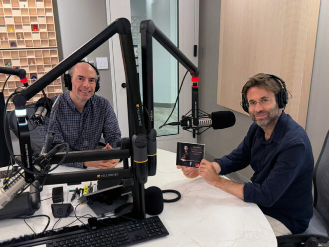 John Pitman and  Tomás Cotik at the All Classical Radio studios