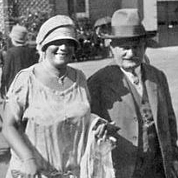 Black and white photo of Janacek and Stosslova