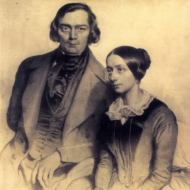 Drawing of Robert and Clara Schumann