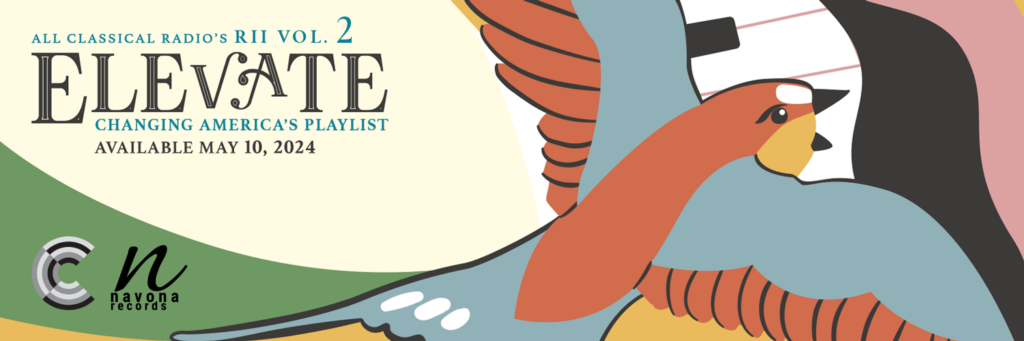 Desktop banner featuring a bird, announcing new album ELEVATE, Vol. 2 from the Recording Inclusivity Initiative (RII)