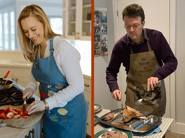 Suzanne Nance and Julian Perkins cooking