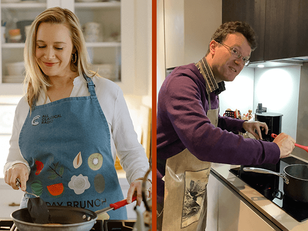 Suzanne Nance and Julian Perkins cooking
